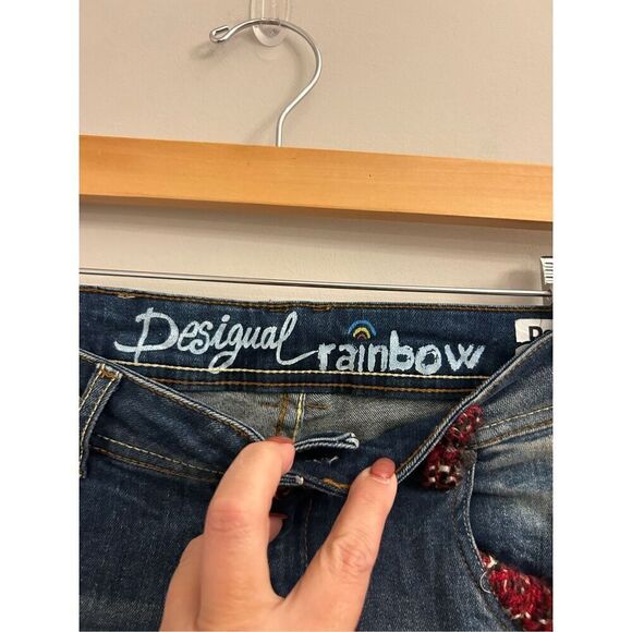 Desigual The Fun Slim Fit Jeans Yarn tweed accent size 26 Y2K low-rise - Picture 7 of 14